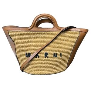 Marni Small Basket Handbag Tropicalia Summer Linen Leather BMMP0068Q0 P3860